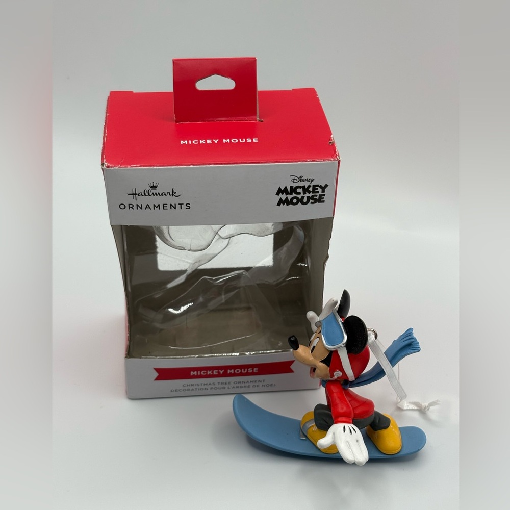 Hallmark Disney Snowboarding Mickey Exclusive Christmas Tree Ornament in Box 3”
